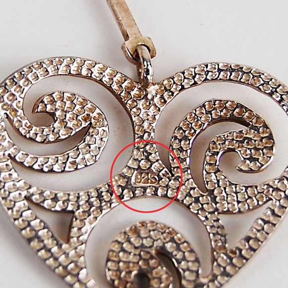 Sterling Silver Earrings Heart Scrolls - Picture 5 of 5